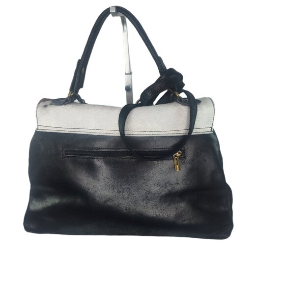 Genuine Charlie Leather Black with Fur Donatelia Large Handbag & Crossbody - Picture 4 of 13